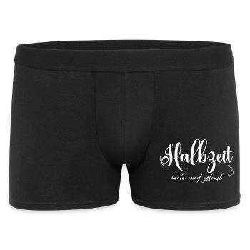 Halbzeit: Heute Wird Gestartet - Männer Boxer Shorts - Schwarz - Vorne