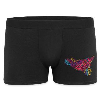 Sicily t-shirt map word cloud trinacria - Men's Boxer Shorts - black - Front