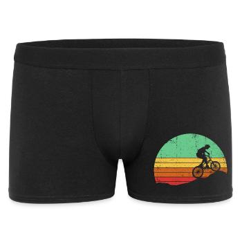 Retro Sonnenuntergang Radfahrer Silhouette - Männer Boxer Shorts - Schwarz - Vorne