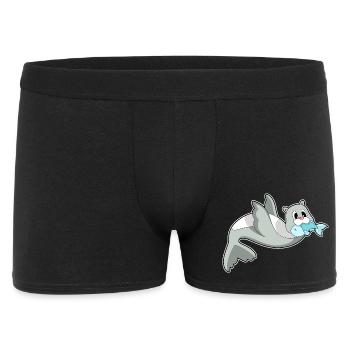 Seehund Fisch - Männer Boxer Shorts - Schwarz - Vorne