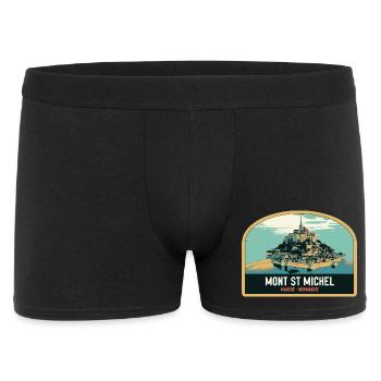 Panorama-Illustration des Mont Saint Michel - Männer Boxer Shorts - Schwarz - Vorne