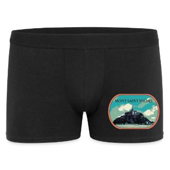 Illustration in blue and green of Mont Saint Michel - Men's Boxer Shorts - black - Front