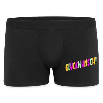 Geburtstagsgrüße Schriftzug Glückwunsch Abschluss - Männer Boxer Shorts - Schwarz - Vorne