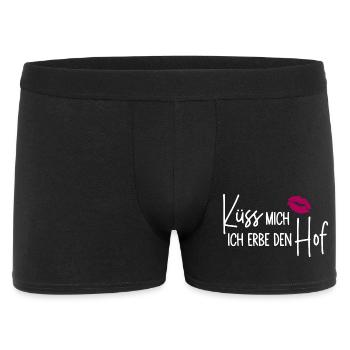 Küss mich Ich erbe den Hof - Hoferbe - Hoferbin - Männer Boxer Shorts - Schwarz - Vorne