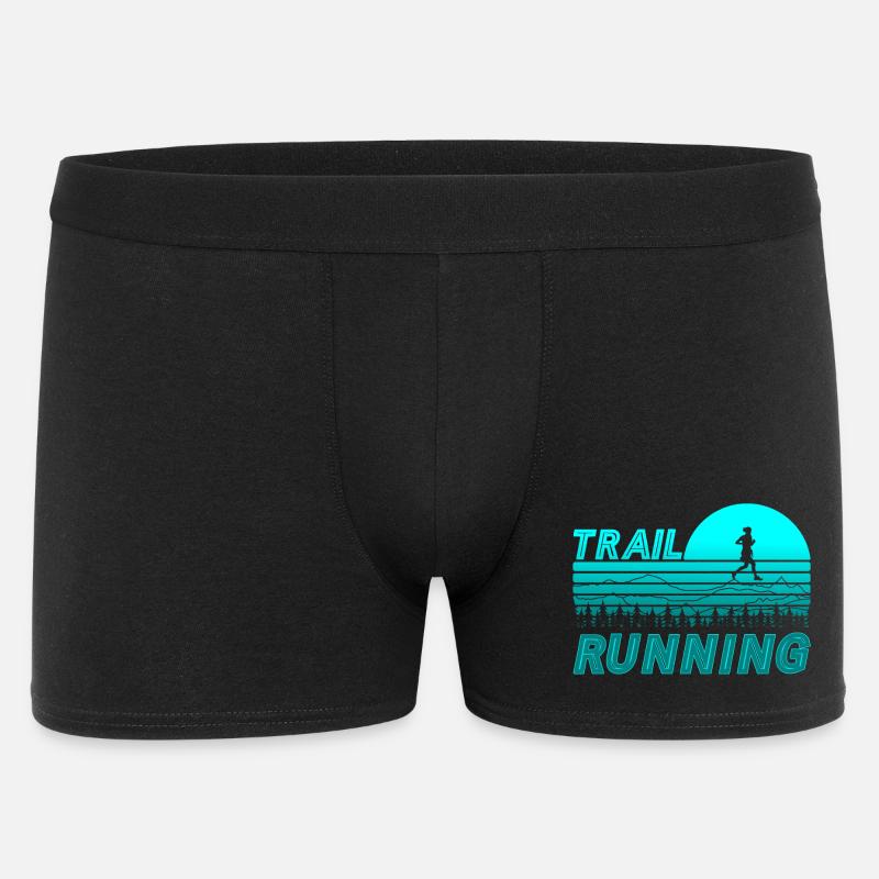 Trail running dans le coucher de soleil bleu avec des montagnes - Boxer Homme - noir