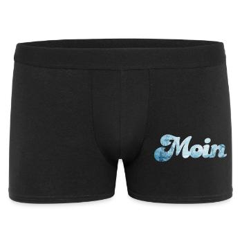 Moin Schiff typisch nordisch Handschrift Nordsee - Männer Boxer Shorts - Schwarz - Vorne
