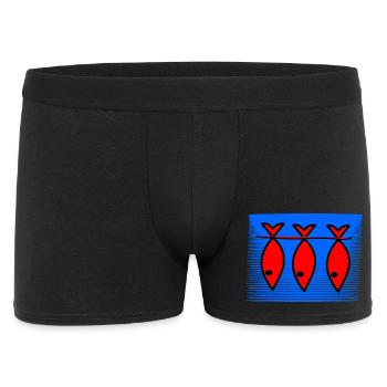 FISCH. APRILSCHERZ. FEIERTAG. SOMMER. HUMOR - Männer Boxer Shorts - Schwarz - Vorne