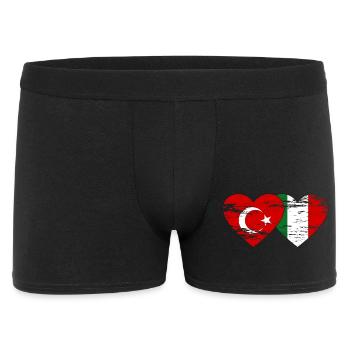 Turquie Italie drapeau coeur utilisé - Boxer Homme - noir - Devant