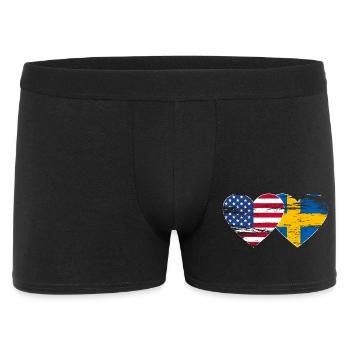 USA Schweden Flagge Herz used - Männer Boxer Shorts - Schwarz - Vorne