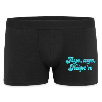 Aye Käptn Wellen Handschrift coole Sprüche maritim - Männer Boxer Shorts - Schwarz - Vorne