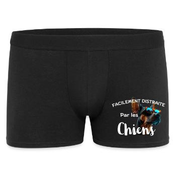 Chien Distrait en Lunettes - Boxer Homme - noir - Devant