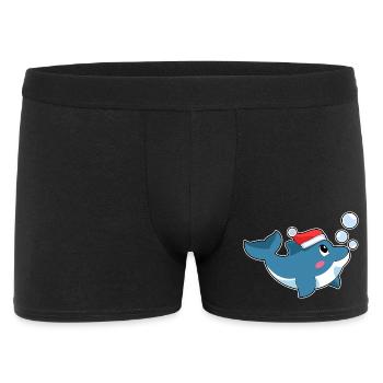Dolphin Christmas Santa Hat - Men's Boxer Shorts - black - Front