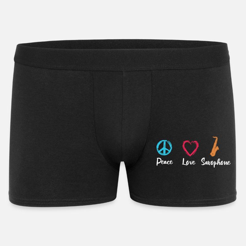 Frieden Liebe Saxophon - Männer Boxer Shorts - Schwarz