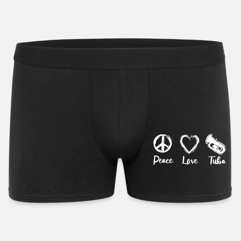 Peace Love Tuba - Männer Boxer Shorts - Schwarz