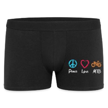 Peace Love MTB - Männer Boxer Shorts - Schwarz - Vorne
