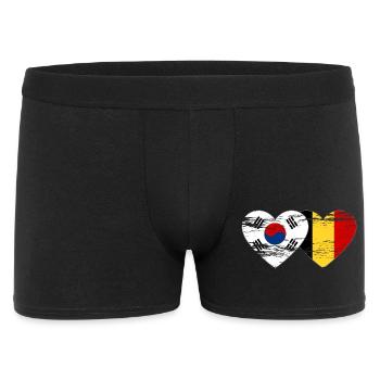 South Korea Belgium Flag Heart Used - Men's Boxer Shorts - black - Front