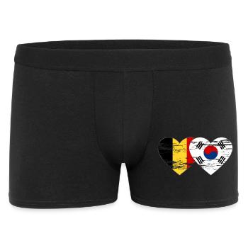 Belgium South Korea Flag Heart Used - Men's Boxer Shorts - black - Front
