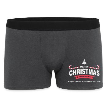 Frohe Weihnachten - Männer Boxer Shorts - Anthrazit - Vorne