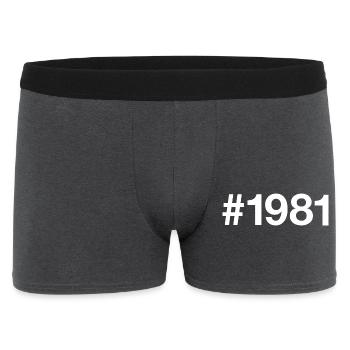 1981 Hashtag 45. Geburtstag 45 Jahre - Männer Boxer Shorts - Anthrazit - Vorne