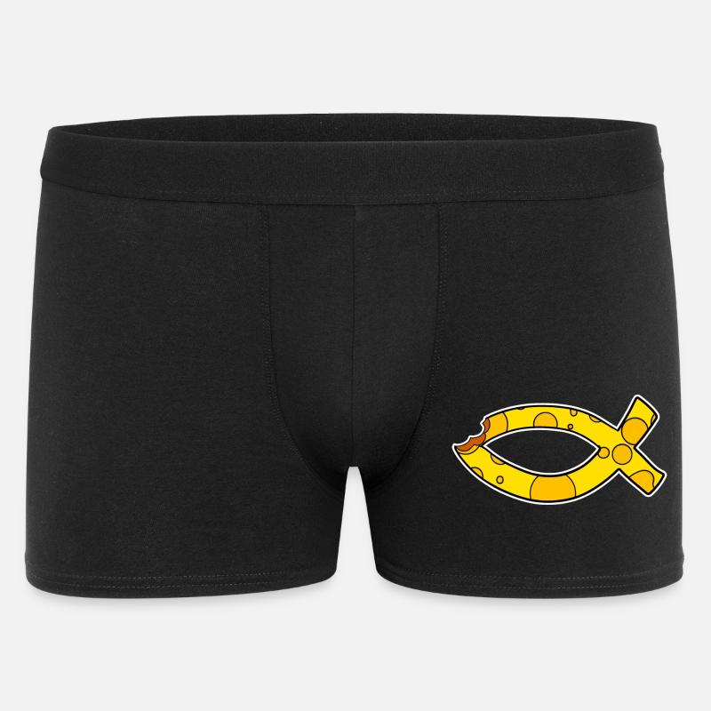 Fisch Symbol Käse - Männer Boxer Shorts - Schwarz