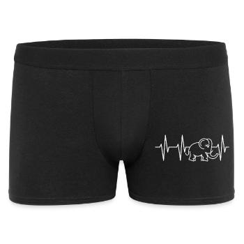 pouls, éléphant, tronc, battement de coeur, bande dessinée, animaux mignons - Boxer Homme - noir - Devant