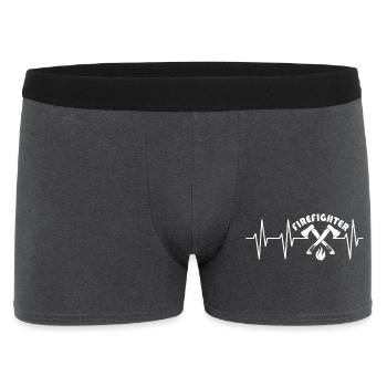 firefighter Logo Feuerwehr Symbol Herzschlag Held - Männer Boxer Shorts - Anthrazit - Vorne