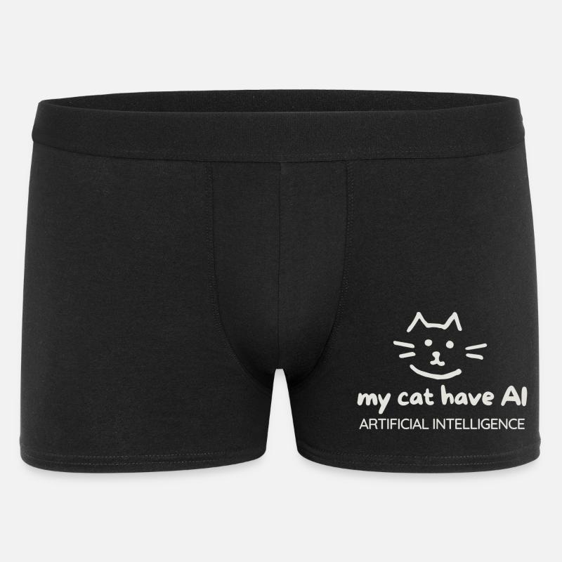 Cat Artificial Intelligence Motif - Men's Boxer Shorts - black