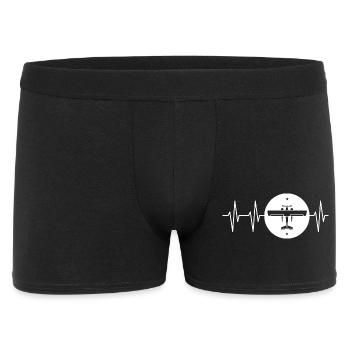 Herzschlag Fliegerei Emblem Logo Flugzeug Flug - Männer Boxer Shorts - Schwarz - Vorne