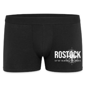 Koordinaten Rostock - Männer Boxer Shorts - Schwarz - Vorne