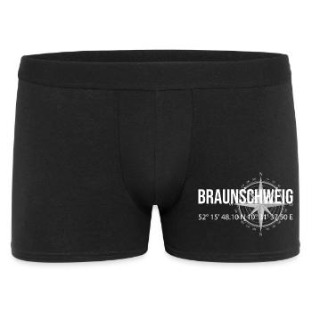 Koordinaten Braunschweig - Männer Boxer Shorts - Schwarz - Vorne