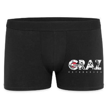 Graz City Grunge Logo Österreich - Männer Boxer Shorts - Schwarz - Vorne