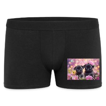 Small dogs with flower crown - Men's Boxer Shorts - black - Front