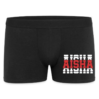 Aisha T-Shirt T-Shirt mit gestapeltem Text Geschenkidee - Männer Boxer Shorts - Schwarz - Vorne