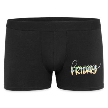 Happy Friday Lettering Finally Weekend Freetime - Men's Boxer Shorts - black - Front