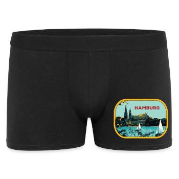 River Hamburg: Sailboat Illustration - Men's Boxer Shorts - black - Front