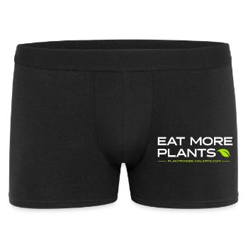 EAT MORE PLANTS | Plant Power - No Limits - Männer Boxer Shorts - Schwarz - Vorne