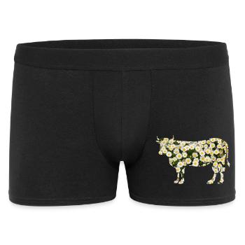 T Shirt vache fleurs marguerite humour drôle - Boxer Homme - noir - Devant