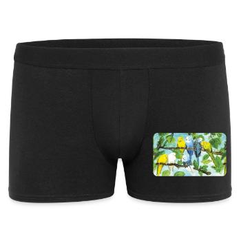 Perruches sur un arbre - craie pastel - Boxer Homme - noir - Devant