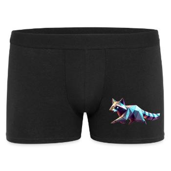 Geometrischer 3D-Origami-Waschbär - Männer Boxer Shorts - Schwarz - Vorne
