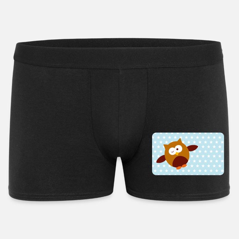 Lustige Eule mit Sternchen blau | personalisierbar - Männer Boxer Shorts - Schwarz