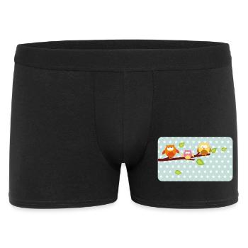 Kleine Eulen mit Sternchen mint | personalisierbar - Männer Boxer Shorts - Schwarz - Vorne