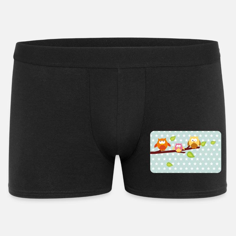 Petits hiboux avec astérisque menthe | Personnalisable - Boxer Homme - noir