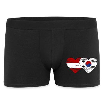 Austria South Korea Flag Heart Used - Men's Boxer Shorts - black - Front