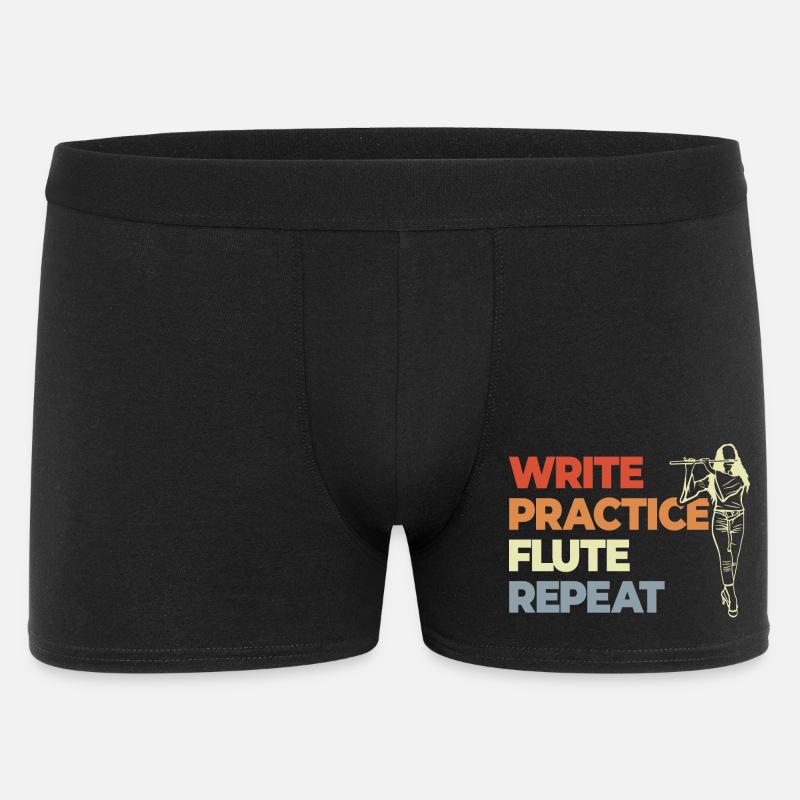 Write Practice Flute Repeat - Männer Boxer Shorts - Schwarz