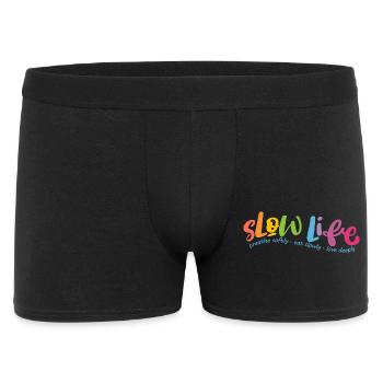 Langsames Leben - Männer Boxer Shorts - Schwarz - Vorne