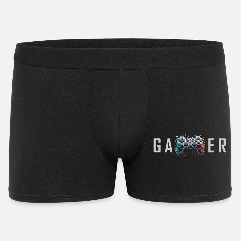 Gamer Schriftzug 3D Controller Nerd Geschenk - Männer Boxer Shorts - Schwarz