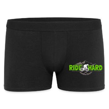 Rennrad Spruch Ride Hard für Radsport Fans - Männer Boxer Shorts - Schwarz - Vorne