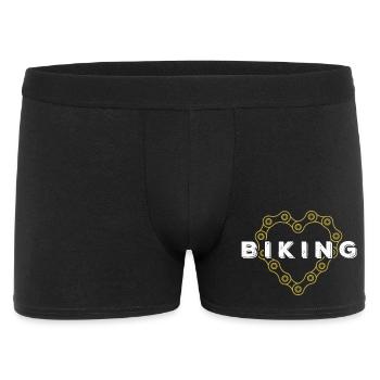 Biking Schriftzug Kettenherz Radsport - Männer Boxer Shorts - Schwarz - Vorne