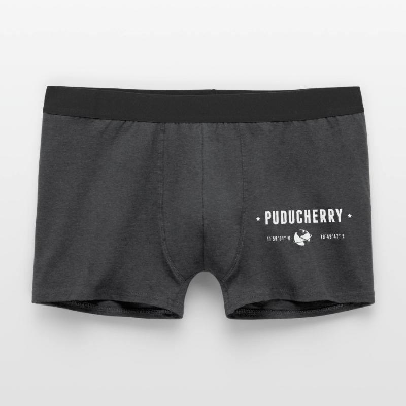 PUDUCHERRY Stylized Geographical Coordinates Men's Boxer Shorts