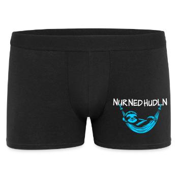 Nur ned hudln – Faultier in der Hängematte - Männer Boxer Shorts - Schwarz - Vorne